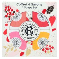 Coffret 4 savons bienfaisants fleur de figuier + gingembre + Rose + bois d'orange 4x50g