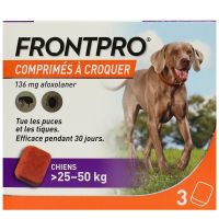 FrontPro grand chien 25-50kg puces tiques 3 comprimés