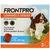 FrontPro chien 10-25kg puces tiques 3 comprimés