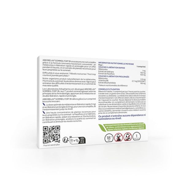 Arkorelax sommeil fort 8h 15 comprimés