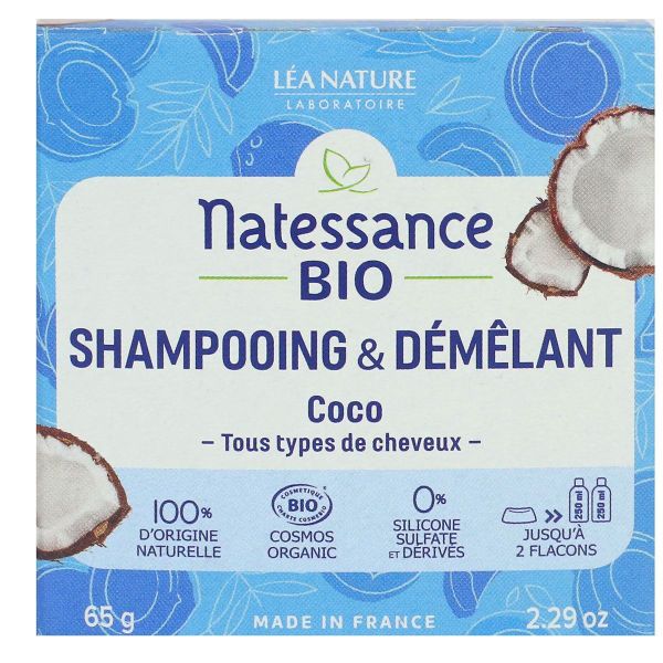 Shampoing et démêlant bio coco tous cheveux 65g