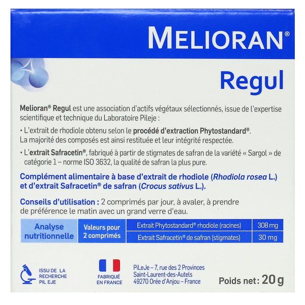 Melioran Regul améliore l'humeur bien-être émotionnel 30 comprimés