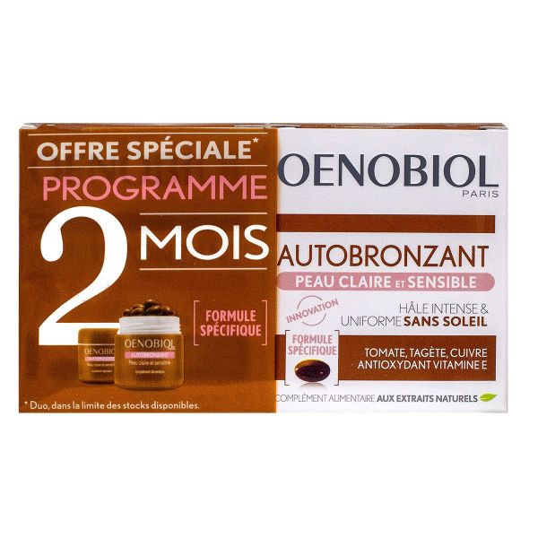 Autobronzant peau claire 2x30 gélules