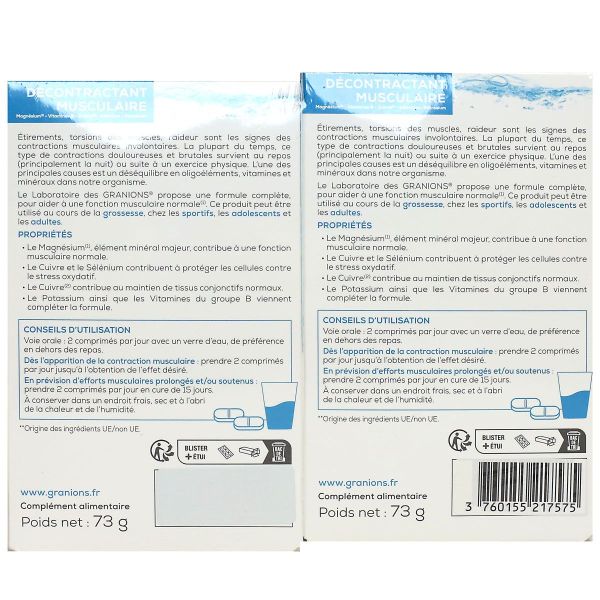 Décontractant musculaire 2x60 comprimés