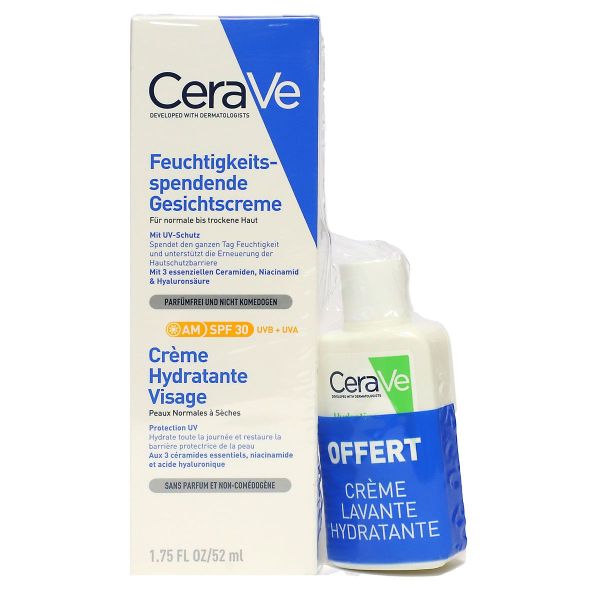 Crème hydratante visage SPF30 52ml + crème lavante 20ml offerte