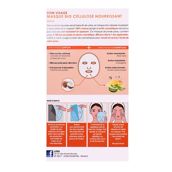 Masque nourrissant bio cellulose