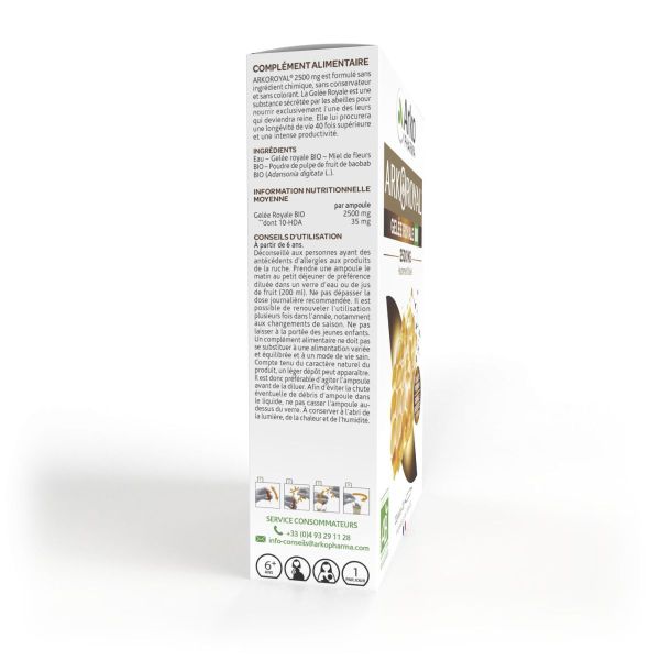 Arkoroyal gelée royale 2500mg bio 20 ampoules