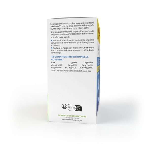 Arkomag magnésium B6 nervosité fatigue 120 gélules