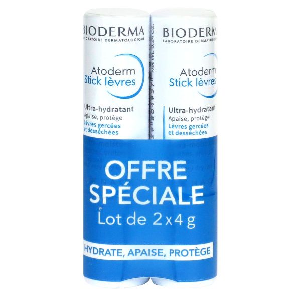 Atoderm stick lèvres ultra-hydratant 2x4g