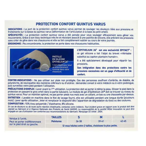 1 protection confort Quintus Varus base petit orteil taille Medium