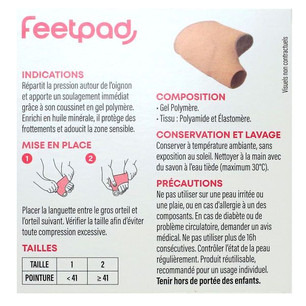 FeetPad 1 protecteur Hallux Valgus et cors modèle bilatéral taille 2