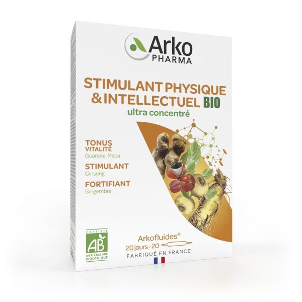 Stimulant physique Arkofluides 20 ampoules