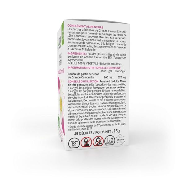 Arkogélules grande camomille bio 780mg partie aérienne 45 gélules