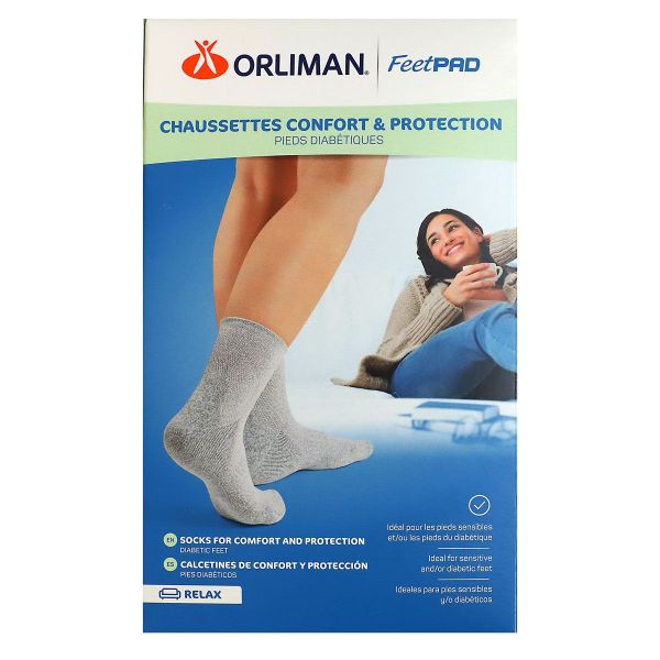 FeetPad chaussettes confort et protection grises pieds diabétiques taille 2