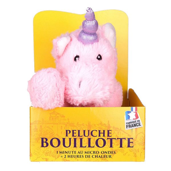 Peluche bouillotte licorne rose