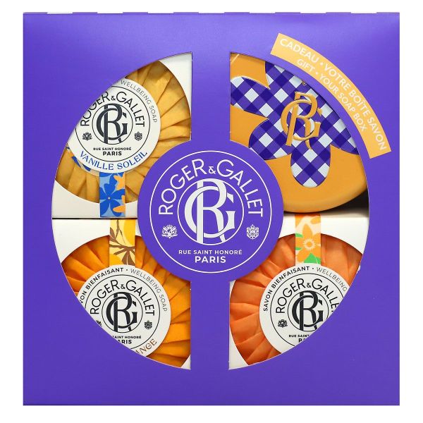 Coffret 3 savons bienfaisants vanille néroli bois d'orange 300g