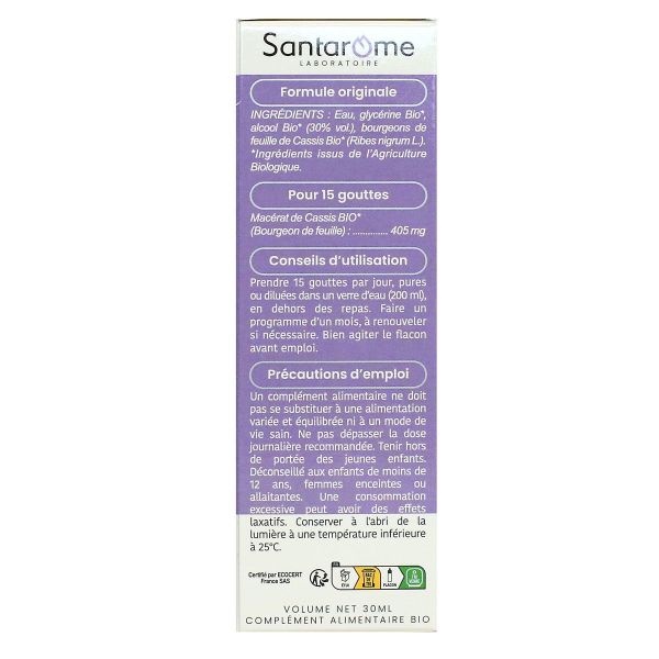 Cassis macérat de bourgeons bio et frais 30ml