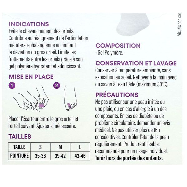 FeetPad 2 écarteurs de doigts Hallux Valgus modèle bilatéral taille S
