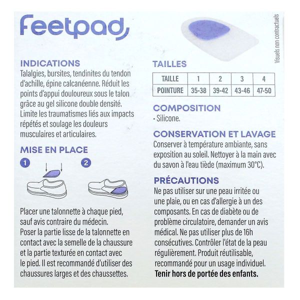 FeetPad 2 talonnettes plates silicone modèle bilatéral taille 3