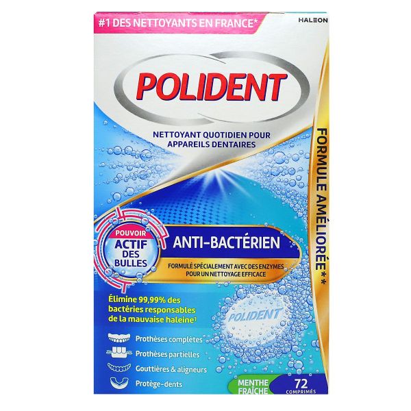 Anti-bactérien nettoyant appareil dentaire 72 comprimés