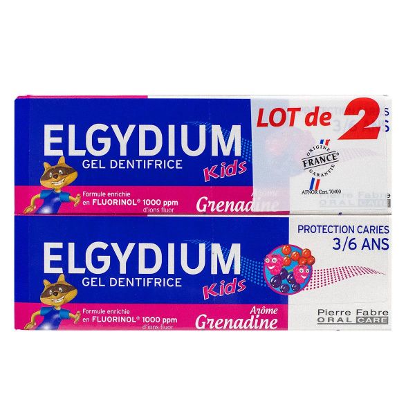 Kids dentifrice au Fluorinol grenadine 2x50ml