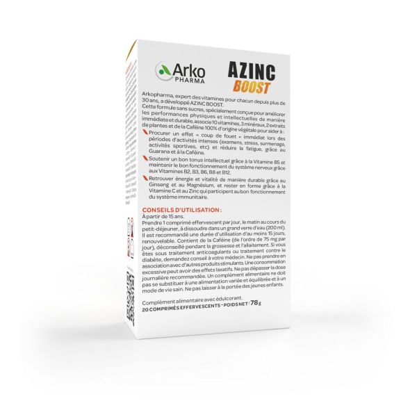 Azinc Boost Energie Booster effervescent 20 comprimés